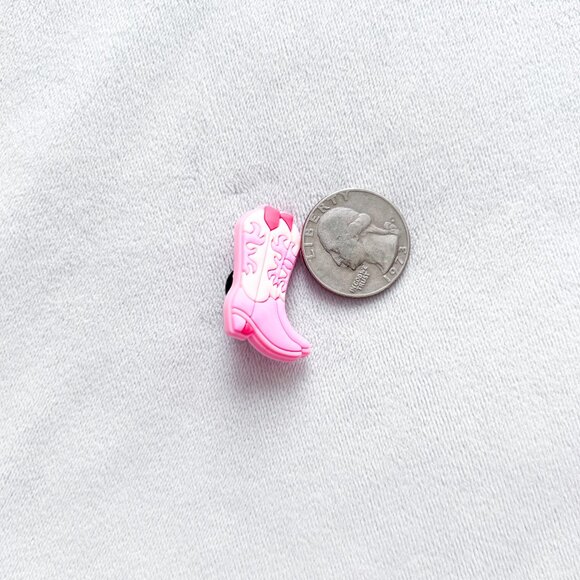 Pink and White Boot Cowgirl Crocs Shoe Charm - Picture 3 of 3